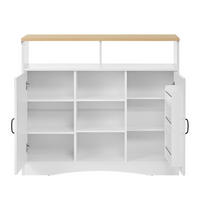 KÜCHENINSEL 110/34-68/97,5 cm aus MDF mit klappbarer Arbeitsplatte und 2 Hockern Weiß - Weiß, Holzwerkstoff (110/97.5/68cm) - Modenvie