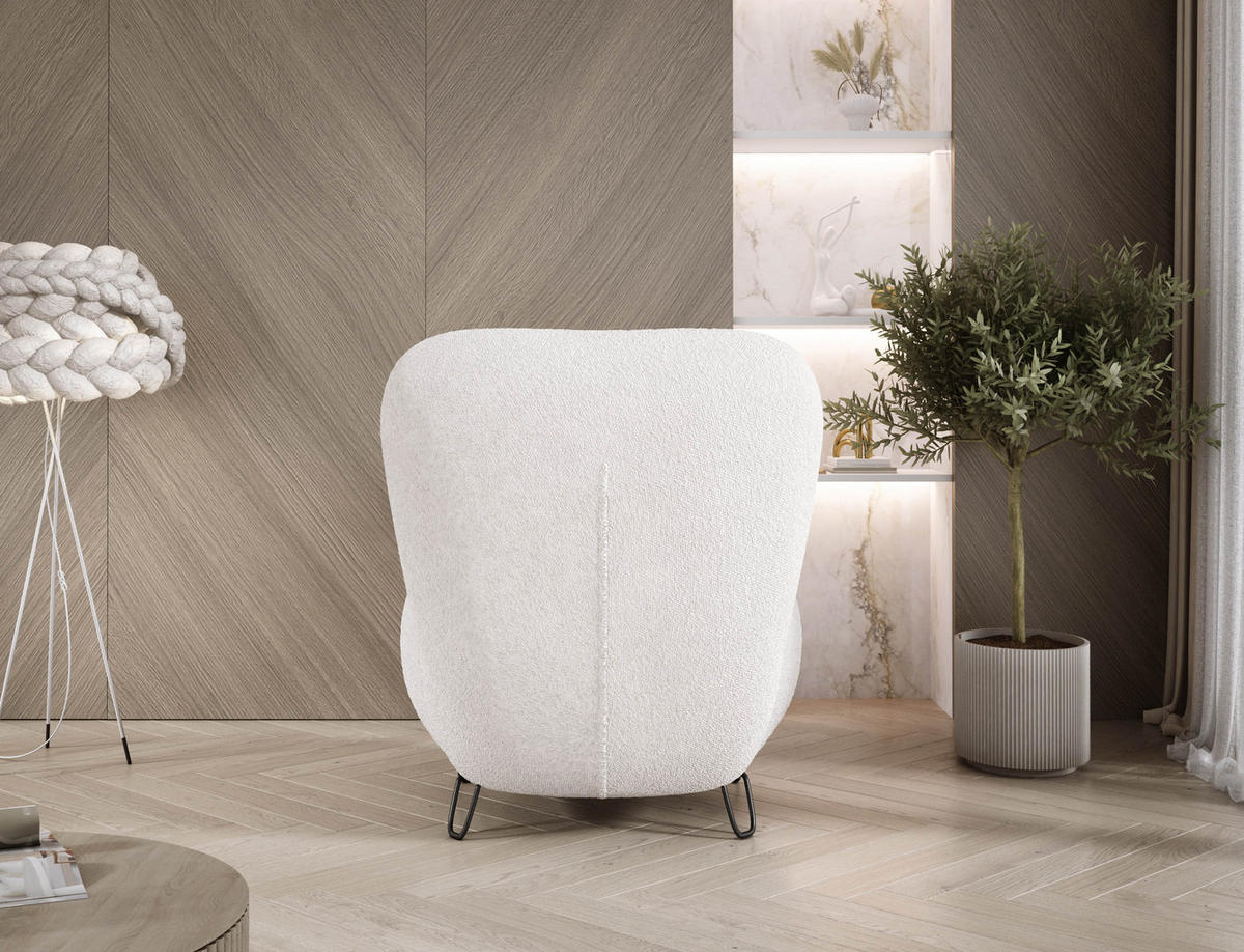 SESSEL LUIS, Skandinavischer Stil – Freistehend, 82×56×82 cm, BEIGE - Beige/Schwarz, Holz/Textil (82/82/66cm) - DomoHome