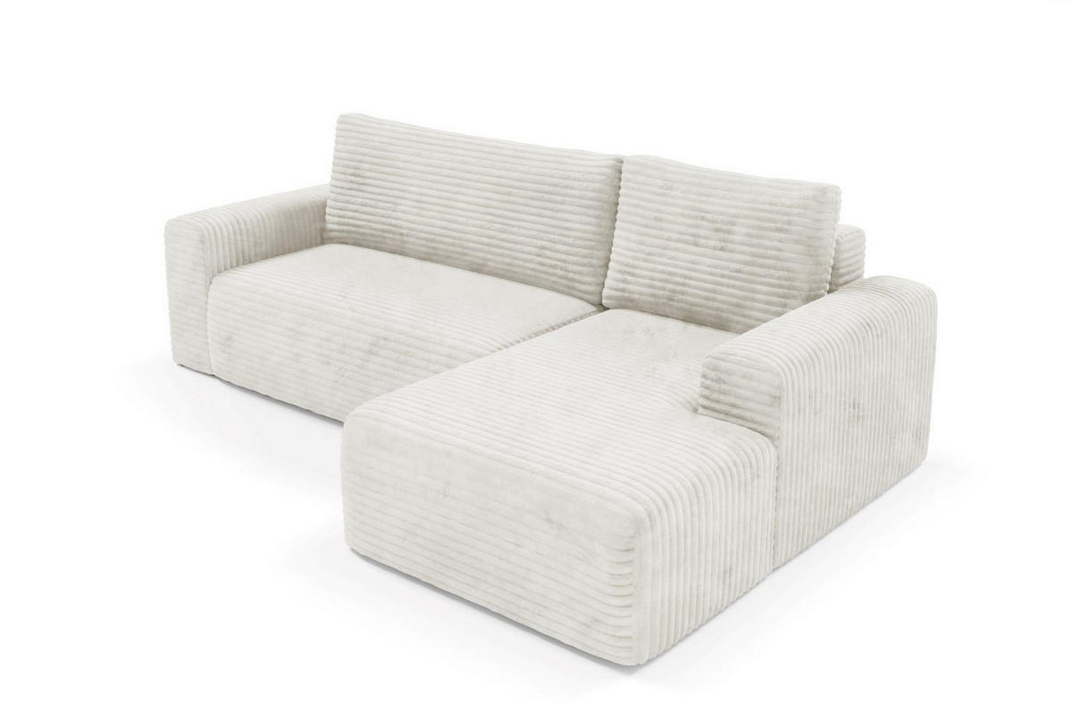 ECKSOFA mit Schlaffunktion Cremig - Weiß, Textil (268/163cm) - Furnisell