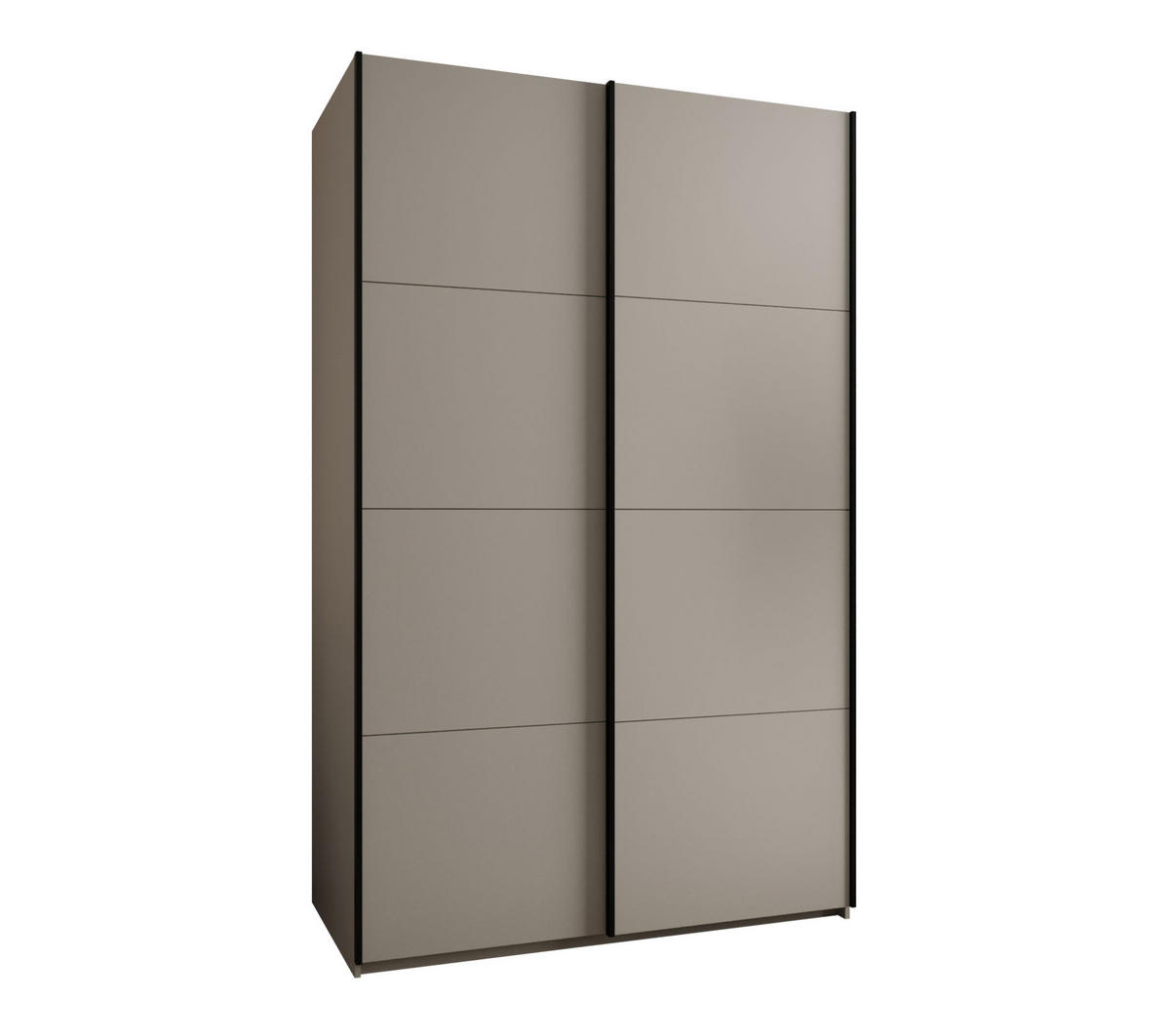 SCHWEBETÜRENSCHRANK 245,5/160/64 2-türig - Kaschmir/Schwarz, Holz/Metall (160/245/64cm) - Abiks Möbel