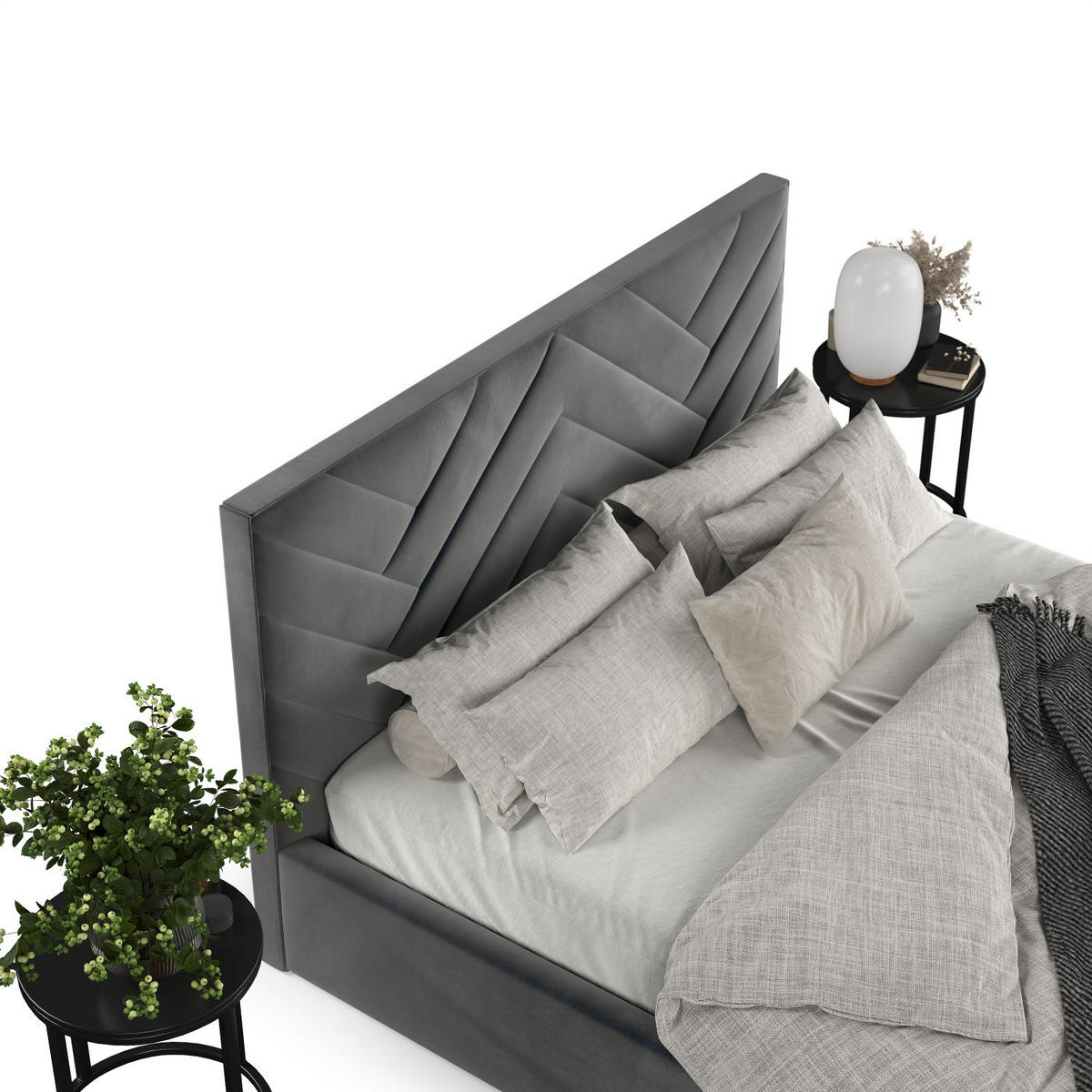 POLSTERBETT Arco 180/200 cm Anthrazit im Paros Stoff - Anthrazit/Schwarz, Holz/Holzwerkstoff (180/200cm) - AltaBeds