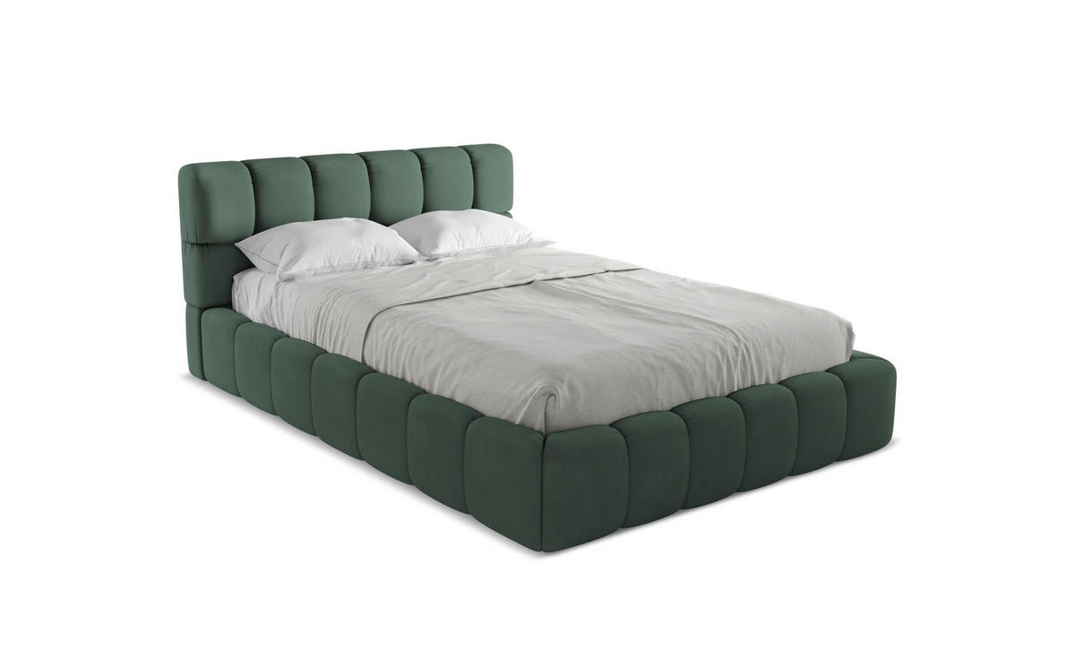 POLSTERBETT mit Bettkasten und Lattenrost 160x228 Grün - Schwarz/Grün, Kunststoff/Textil (140/200cm) - Makamii