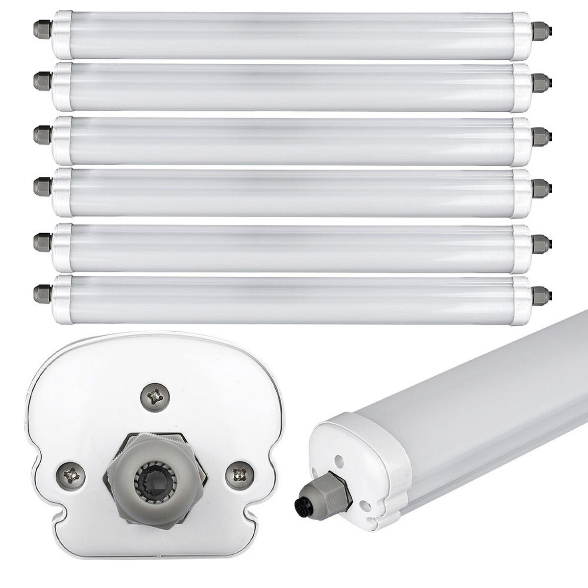 LED DECKENLEUCHTE Grau Metall 6er Set - Grau, Kunststoff (120/8.6/7cm)
