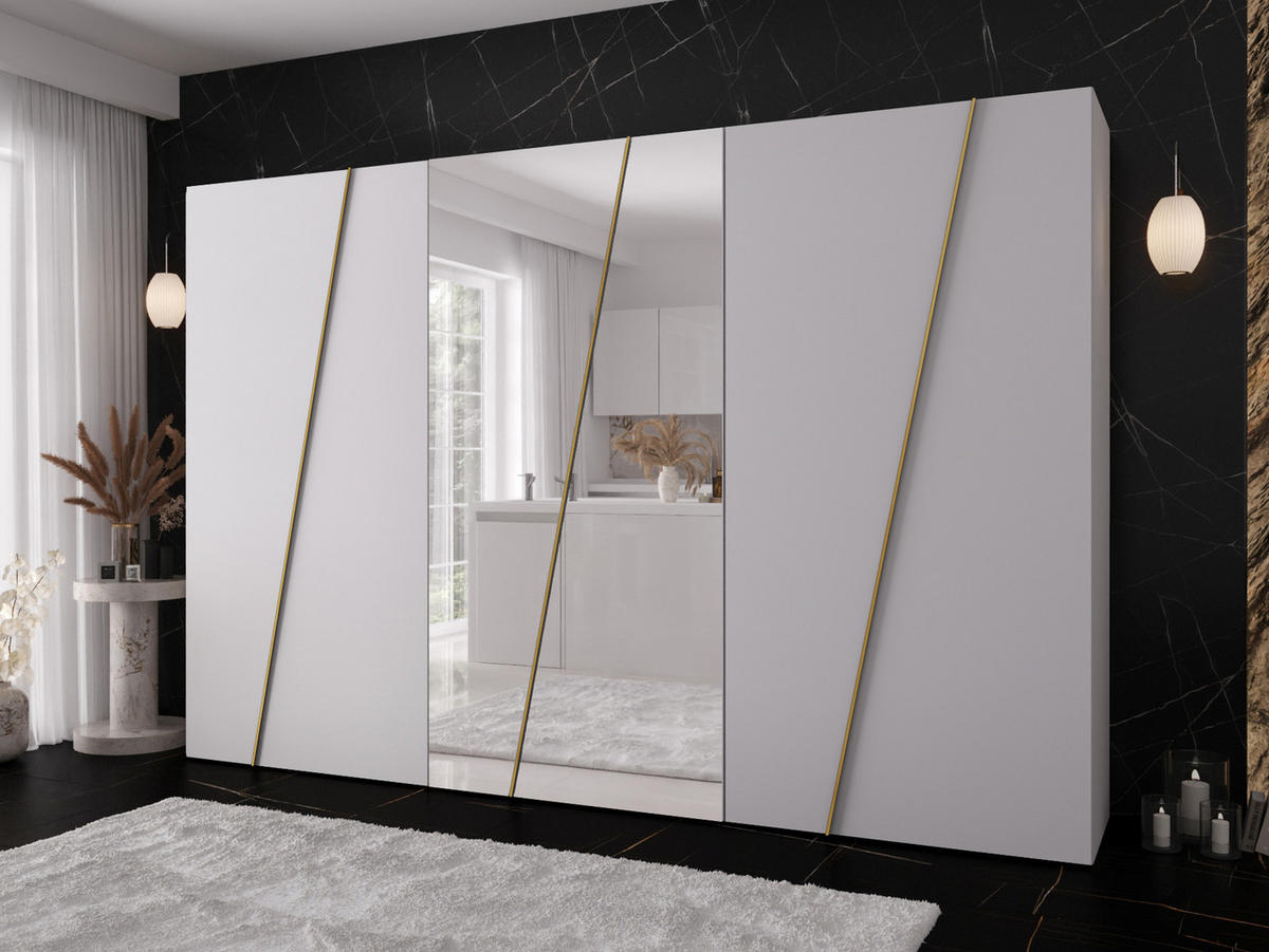 DREHTÜRENSCHRANK Zen 2L 300 cm - Goldfarben/Schwarz, Holzwerkstoff/Kunststoff (300/202/50cm) - MIRJAN24