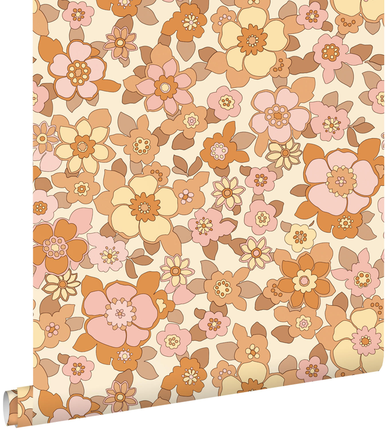 TAPETE Retro Blumen 50 x 900 cm - Pink, Papier (50/900cm) - ESTAhome