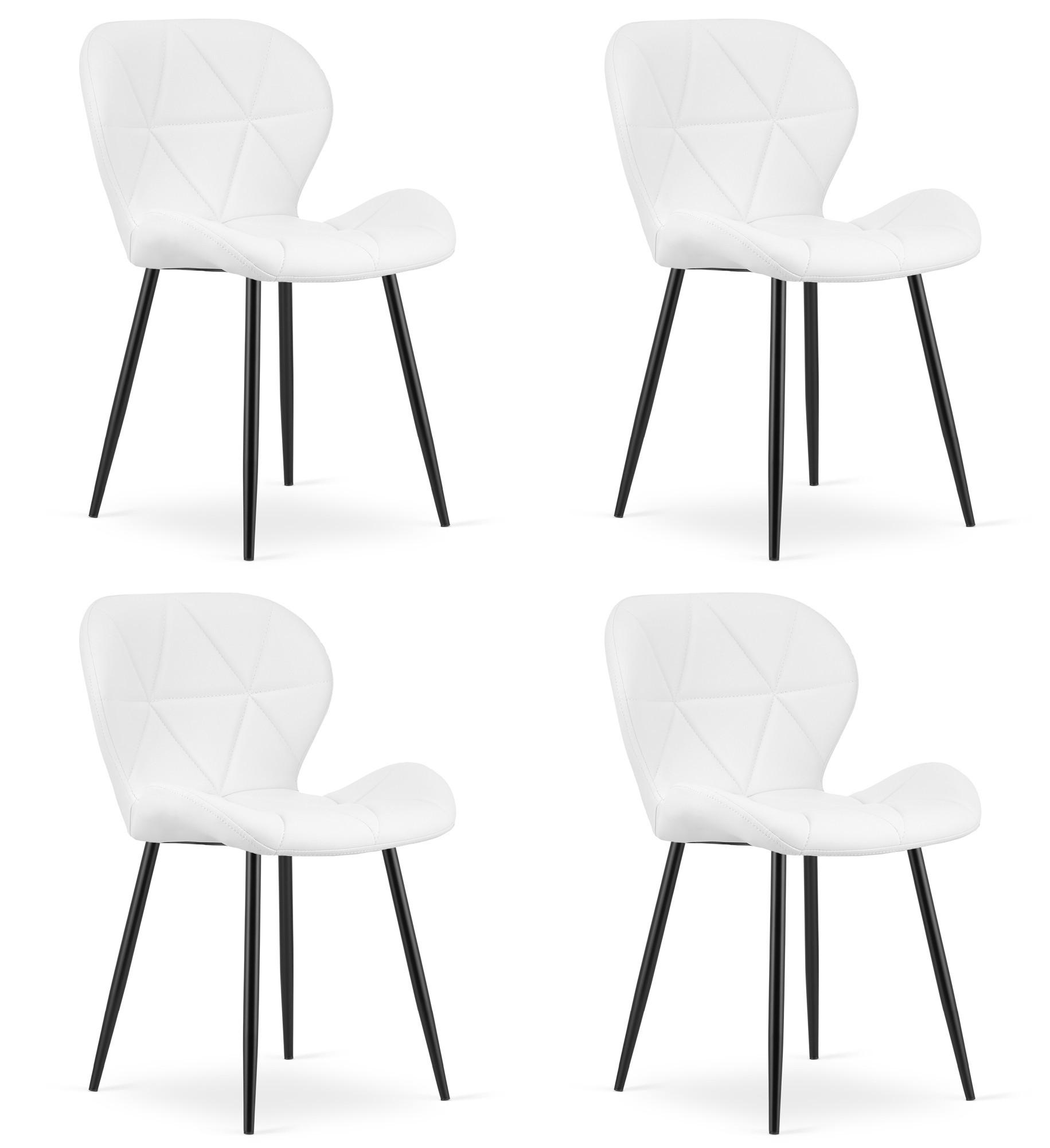 STUHL Weiß 46x53 cm MANGO Öko-Leder 4 Stück - Weiß, Kunststoff (46/49/53cm)