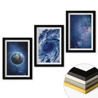 WANDBILDER 3er-Set - 20x30 cm Schwarzer Rahmen - Erde Weltraumsturm Galaxie - Schwarz, Kunststoff (20/30cm) - ArtPrintCave