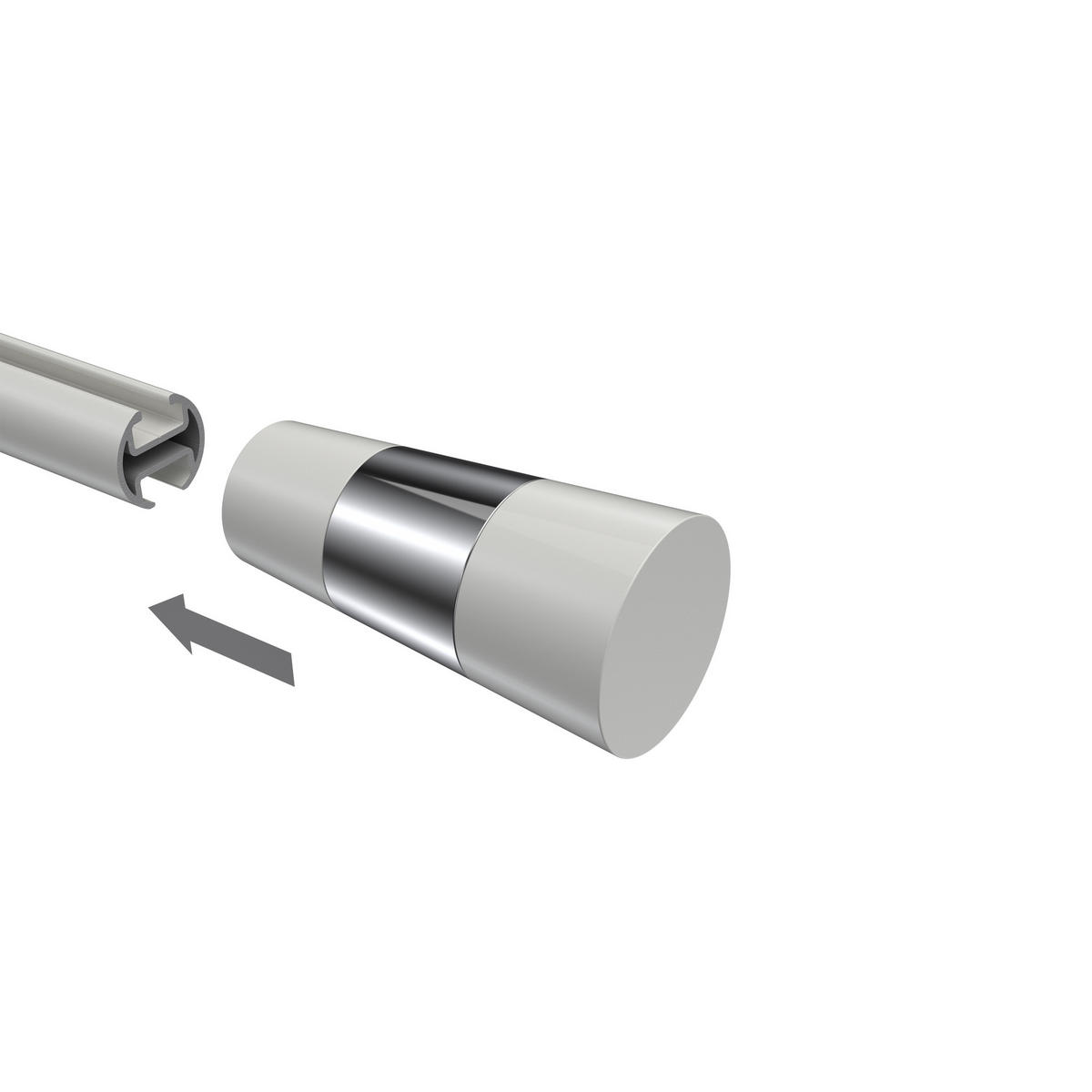 ENDSTÜCKE FÜR GARDINENSTANGEN 20 mm Ø, Tanara Weiß/Chrom, Packung 2 Stück - Chromfarben/Weiß, Metall (6.5/3.2/3.2cm) - INTERDECO