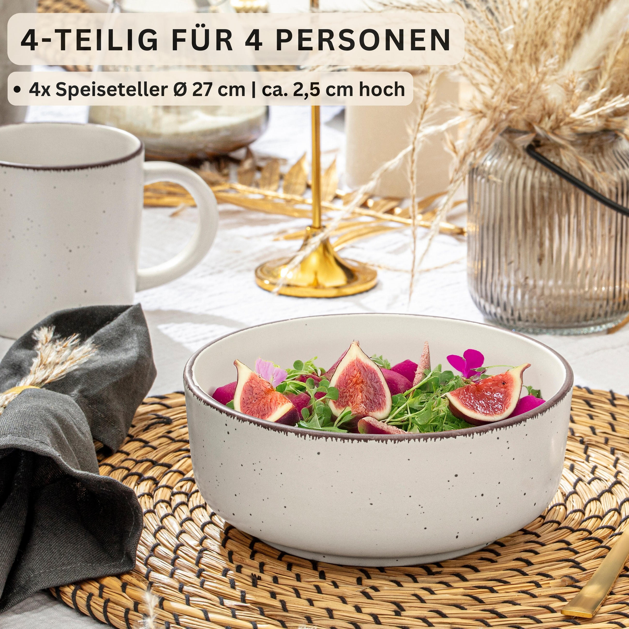 SCHALEN BOMBAY MOONLIGHT - 4 teilig aus Steingut - Multicolor/Creme, Stein (16.5/16.5/6.5cm) - Sänger