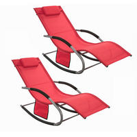 SONNENLIEGE 2er Set Rot - Rot, Metall (63/83/150cm) - SoBuy