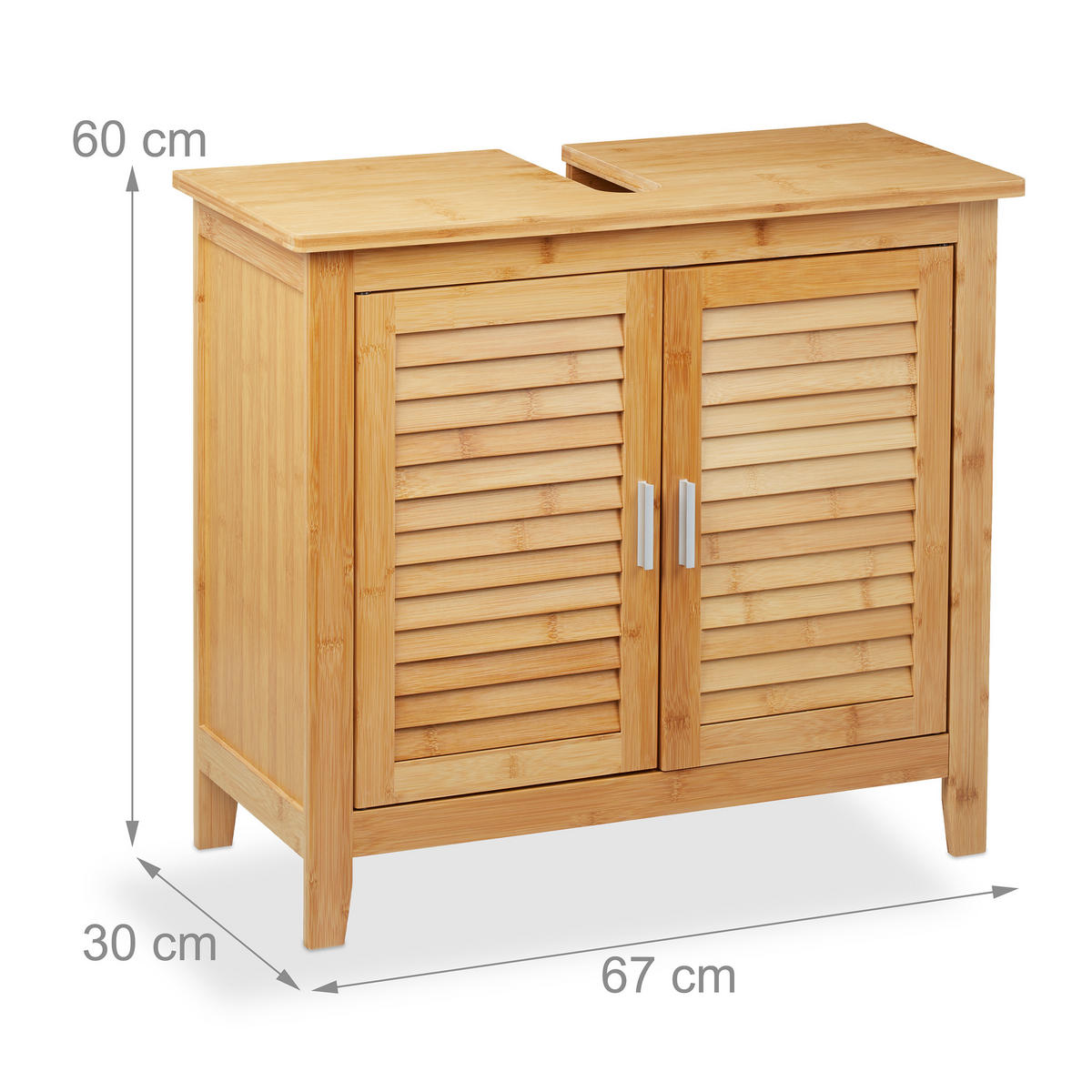 WASCHBECKENUNTERSCHRANK - Hellbraun, Holz/Holzwerkstoff (67/60/30cm) - Relaxdays