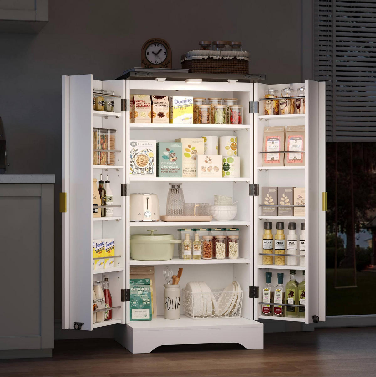 HOCHSCHRANK mit LED-Sensorlicht 120 x 60,5 x 40 cm MDF Weiß - Weiß, Holzwerkstoff (40/120/60.5cm) - Meubliv