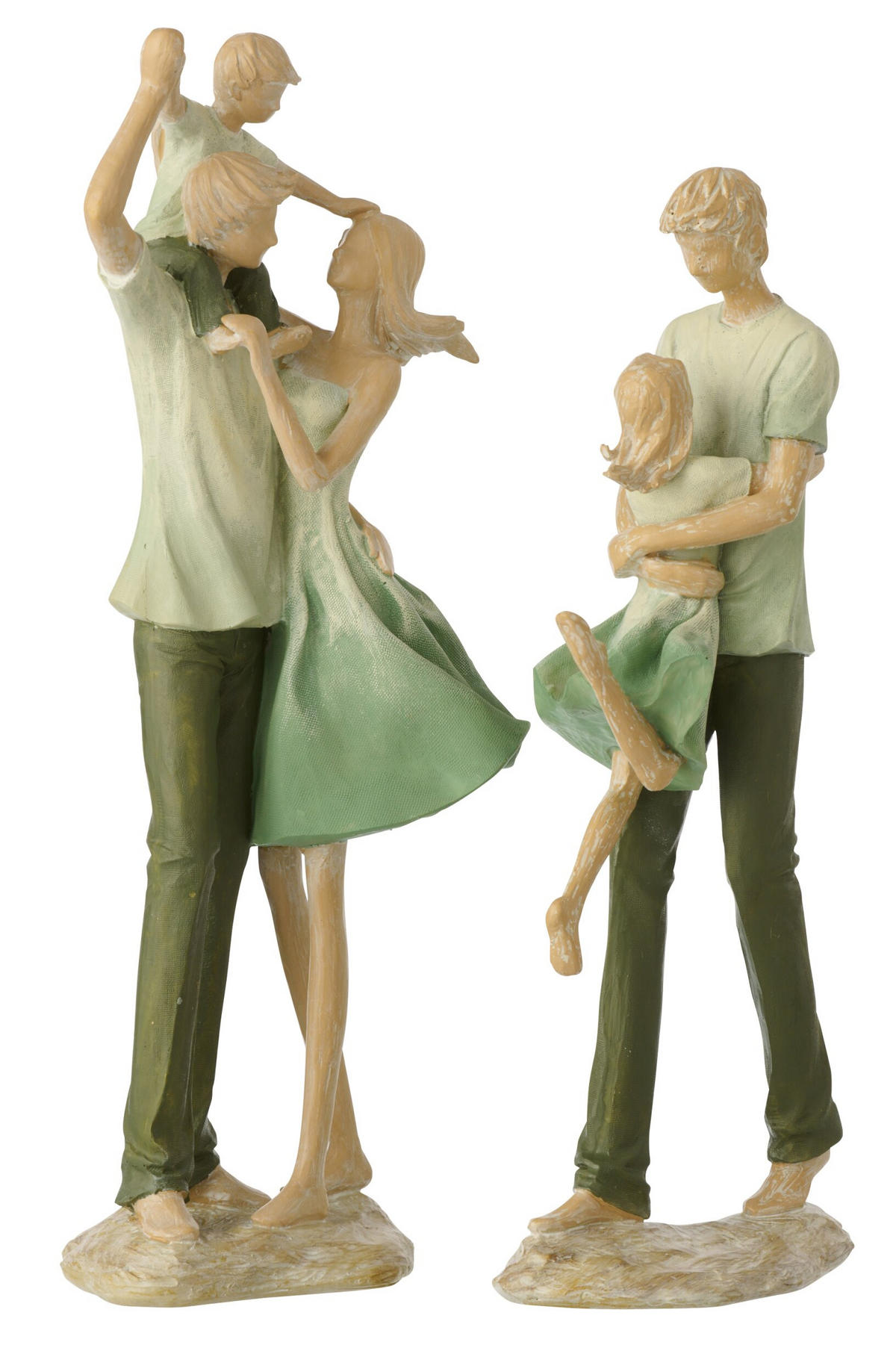 FIGUR FAMILIE 1 KIND - Grün, Glas/Naturmaterialien (11.5/39.5/18cm) - J-Line