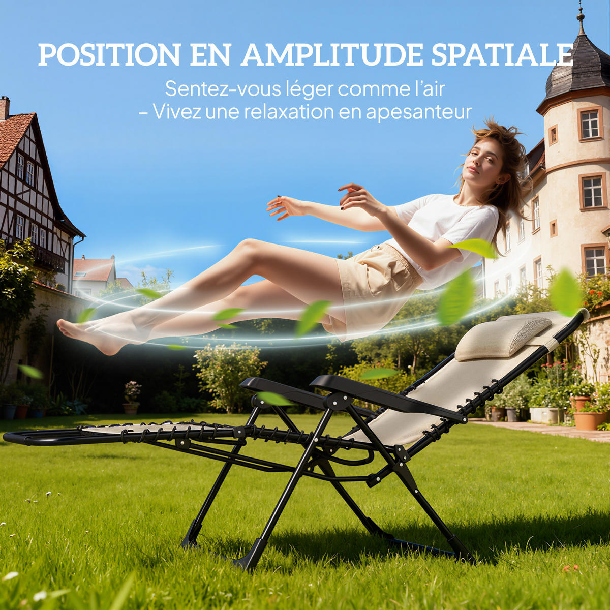SONNENLIEGE DE-15701 2er-Set mit verstellbarer Rückenlehne Beige - Beige, Metall (65/112/90cm) - ComfortXL