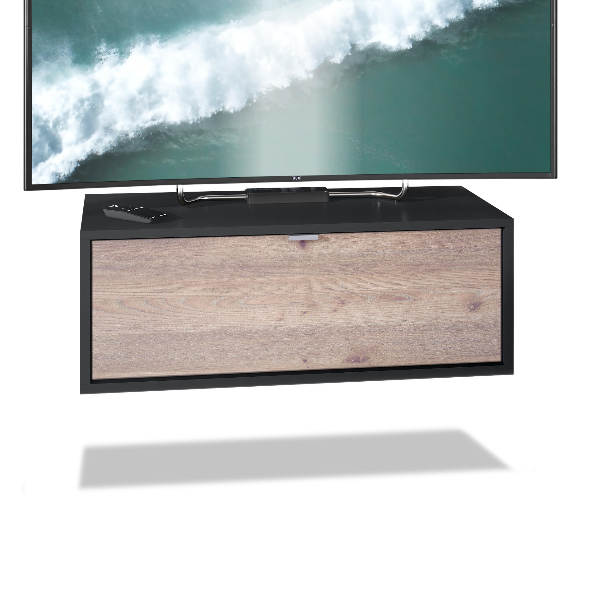 Vladon Lowboard Silbereichen 80x29x37 cm