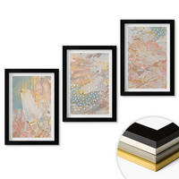 WANDBILDER 3er-Set - 20x30 cm Schwarzer Rahmen - Abstrakte Pastellmuster - Schwarz, Kunststoff (20/30cm) - ArtPrintCave