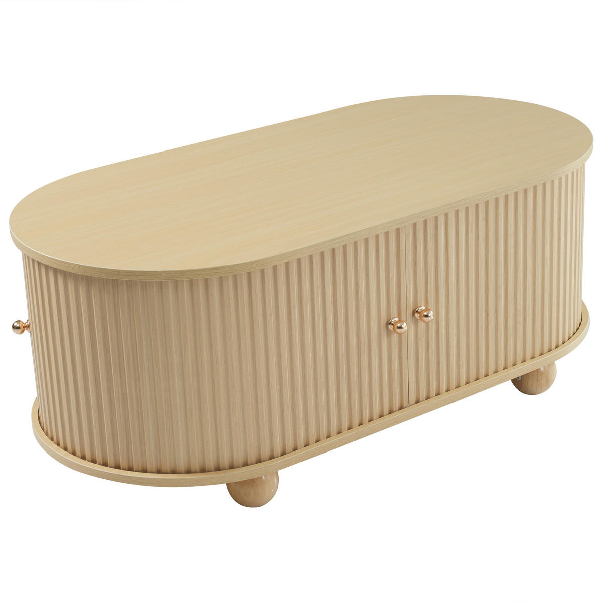 COUCHTISCH 100/50/40 cm, Holzfarbe, mit Stauraum und Schiebetüren - Naturfarben, Holz/Holzwerkstoff (50/100/40cm) - CHICFURN