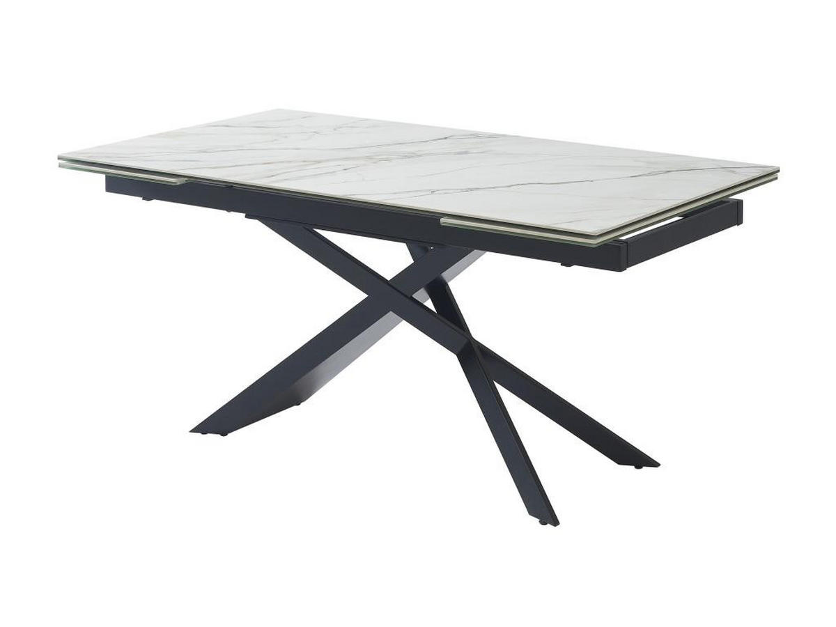 ESSTISCH ausziehbar - 6 bis 10 Personen - Keramik , Sicherheitsglas & Metall - Marmor-Optik Weiß & Schwarz - LUMIEL - Schwarz, Stein (240/90/75cm) - Vente-Unique