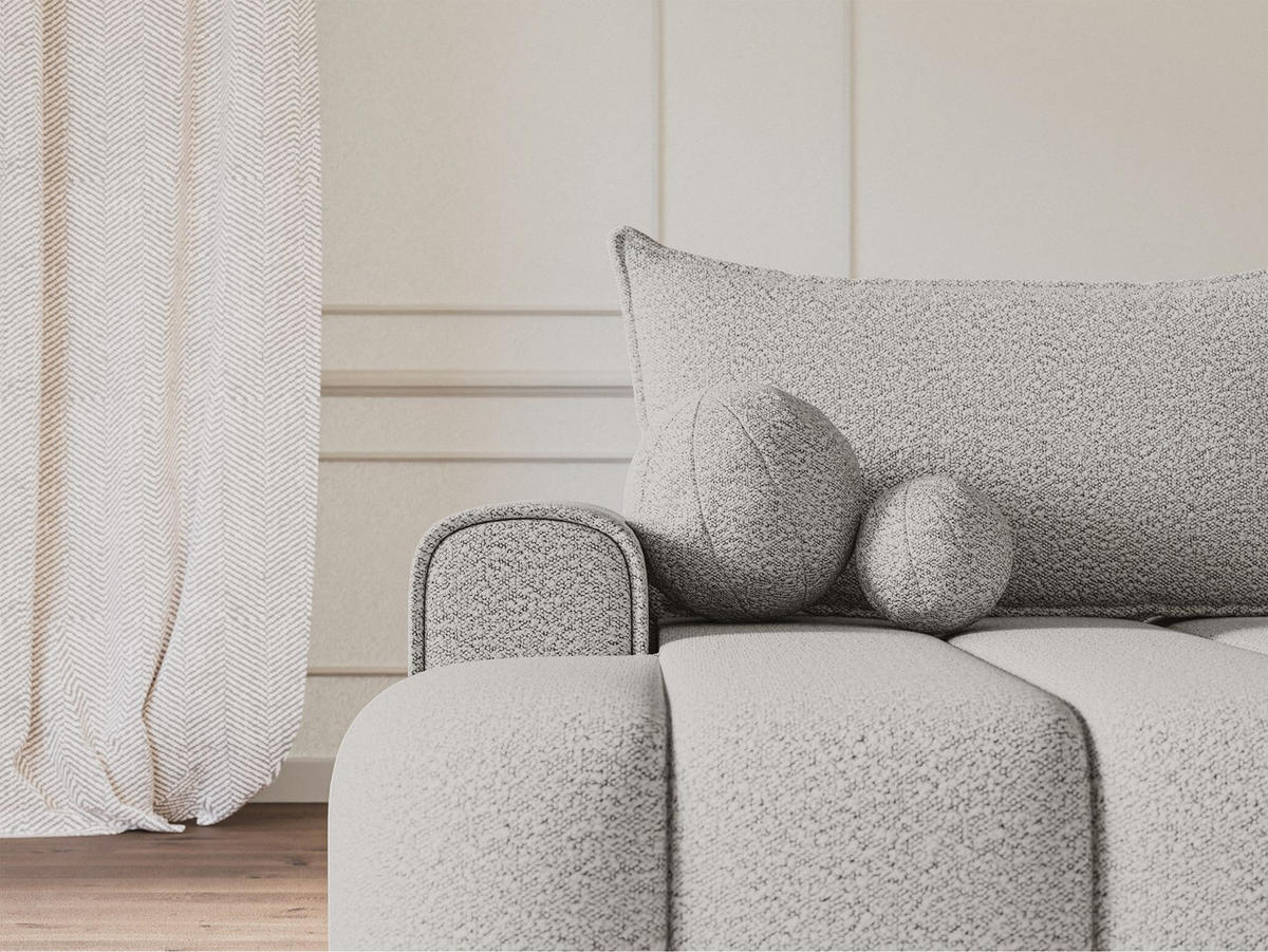 ECKSOFA Dandelino Hellgrau mit Bouclé-Bezug, links - Hellgrau/Schwarz, Kunststoff/Textil (275/168cm) - Selsey