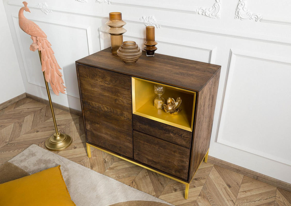 KOMMODE Mango 90x45x85 braun geölt CHICAGO #108 - Braun, Holz (90/85/45cm) - Massivmoebel24