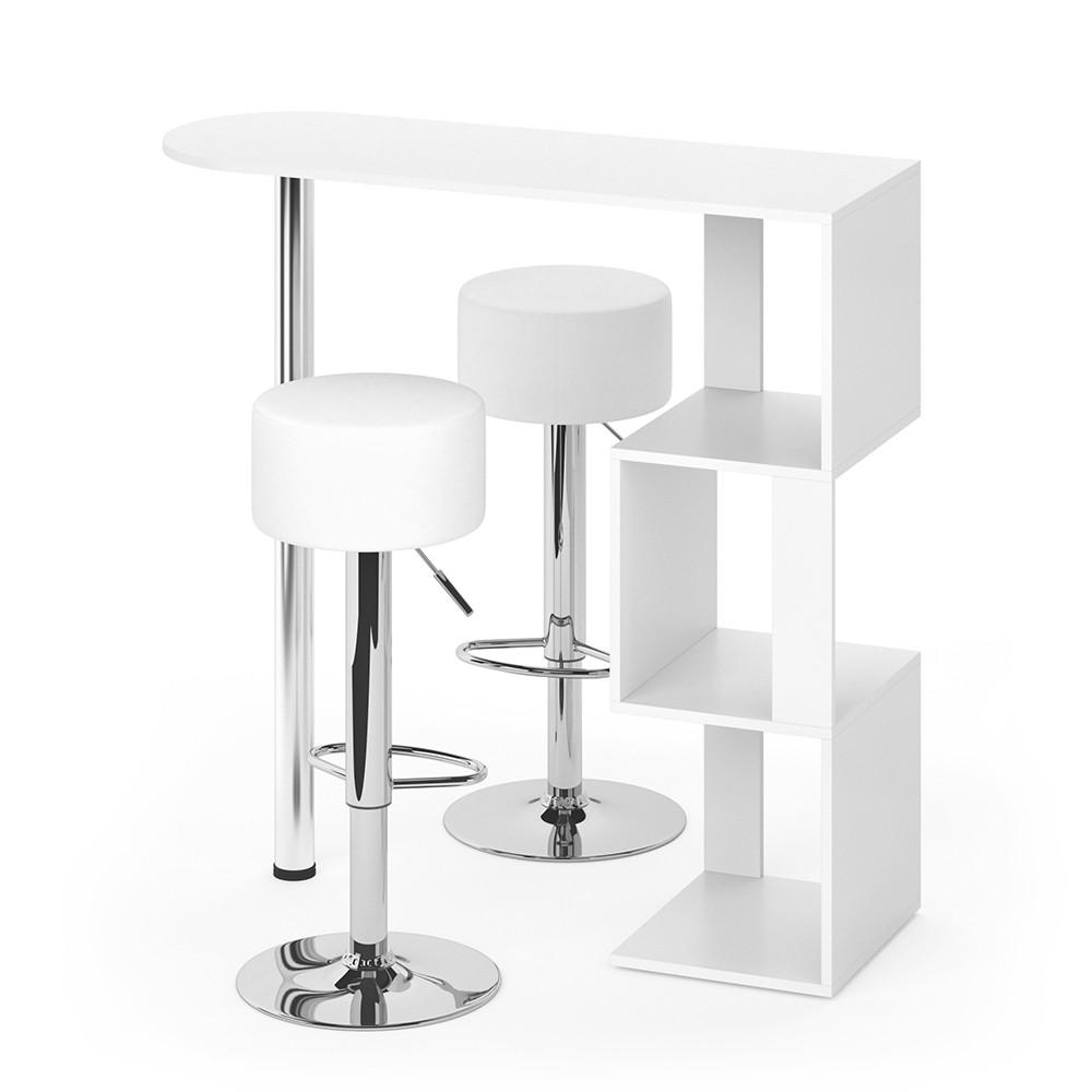 BARTISCH-SET Vincent Weiß 113 x 39.8 cm mit 2 Barhockern - Weiß, Holzwerkstoff (113/111.8/39.8cm) - Vicco