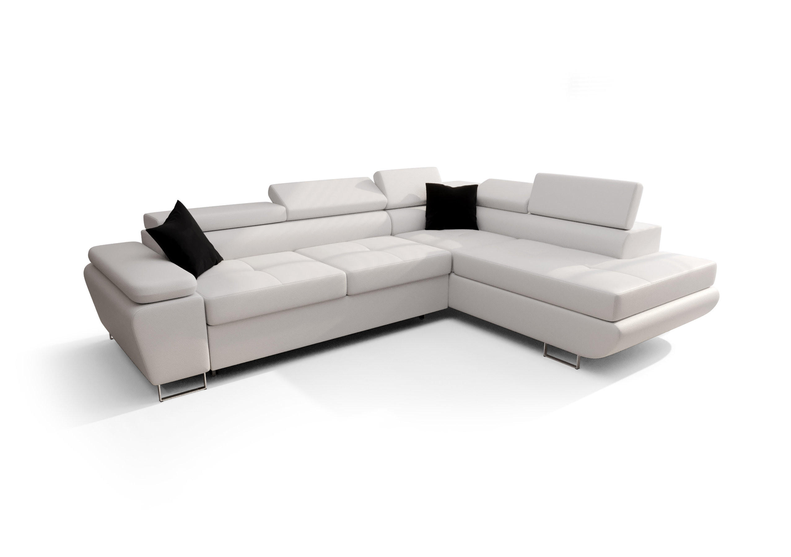 ECKSOFA KONGO RBN04, Eckcouch in L-Form mit Schlaffunktion, Farbe: Weiß, Kunstleder, Ottomane Rechts - Weiß, Textil (272/200cm) - O-Sofa