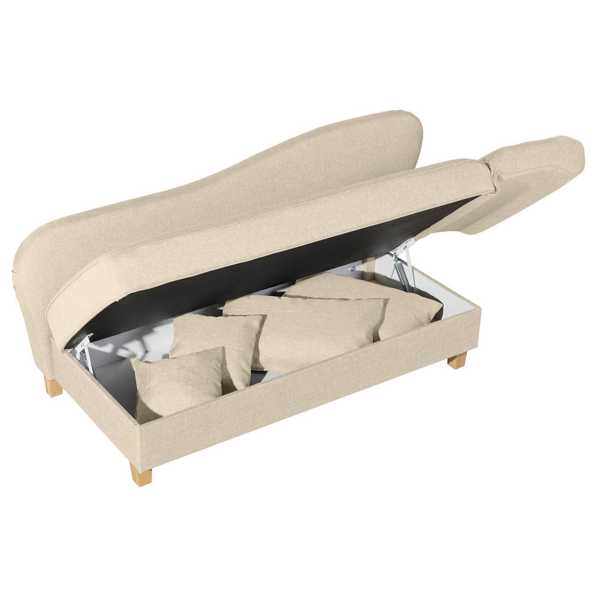 RECAMIERE mit Armteil rechts klappbar Katia Bezug Flachgewebe Buche natur / beige - Beige, Kunststoff (190/82/88cm) - 58aufmkessel