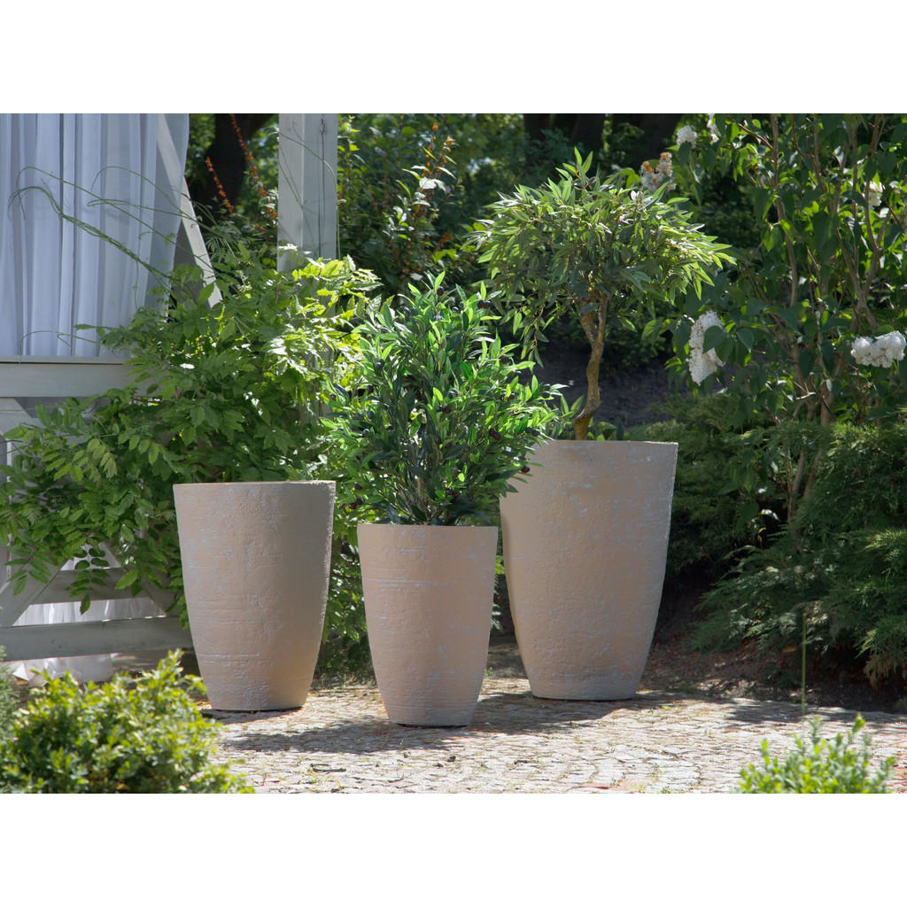 Thumbnail - Beliani Blumentopf, Beige, Stein, 60 cm, Dekoration, Blumen & Zubehör, Übertöpfe