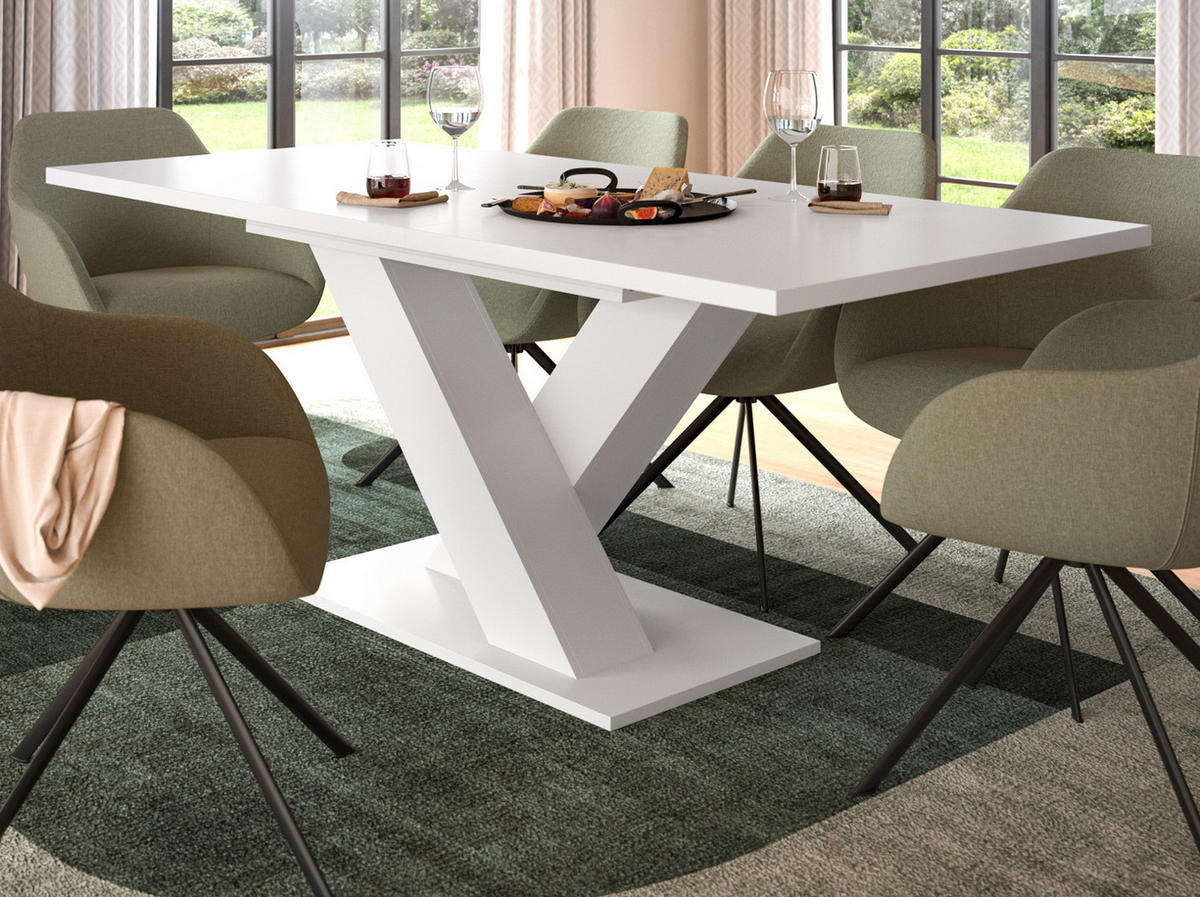 ESSTISCH weiß, Küchentisch ausziehbar 150 - 190 cm - Weiß, Holzwerkstoff/Metall (150/90/76cm) - Inn.Furn