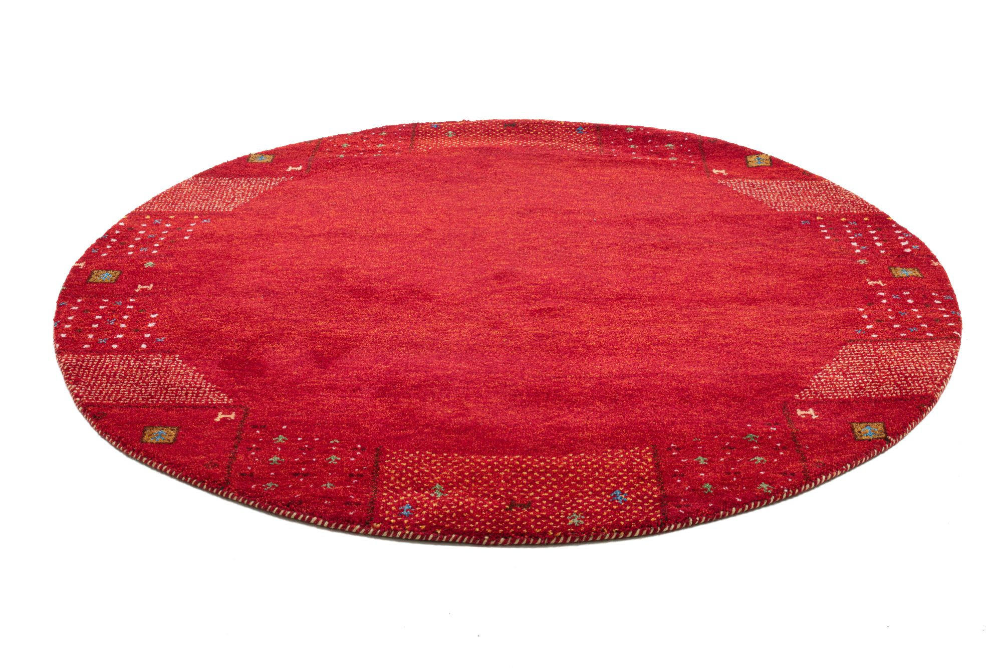 HANDKNÜPFTEPPICH Denver 190x190 cm - Rot, Textil (190/190cm) - THEKO