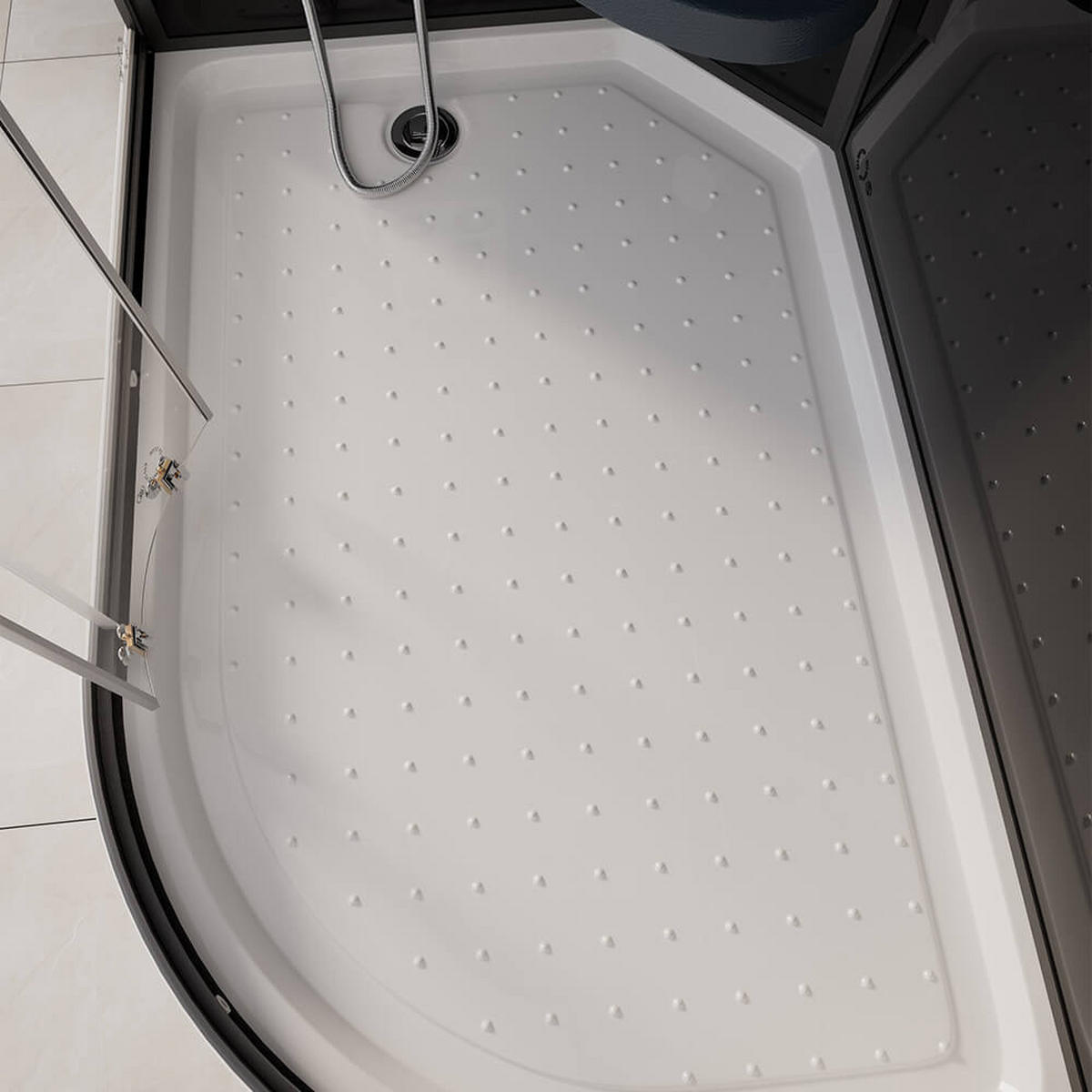 DAMPFDUSCHE BLACK PEARL - Schwarz, 120 x 80 cm Rechts - Schwarz, Glas (120cm) - Home Deluxe