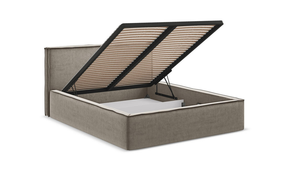 POLSTERBETT mit Bettkasten und Lattenrost 180x228 Schwarz - Schwarz, Kunststoff/Textil (160/200cm) - Makamii