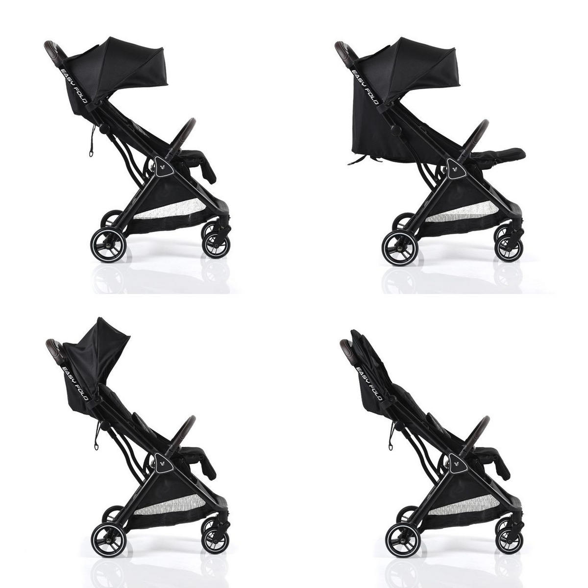 BUGGY easy Fold schwarz Alu Sonnendach verstellbar, faltbar, Korb - Schwarz, Metall (89/43/103cm) - Cangaroo