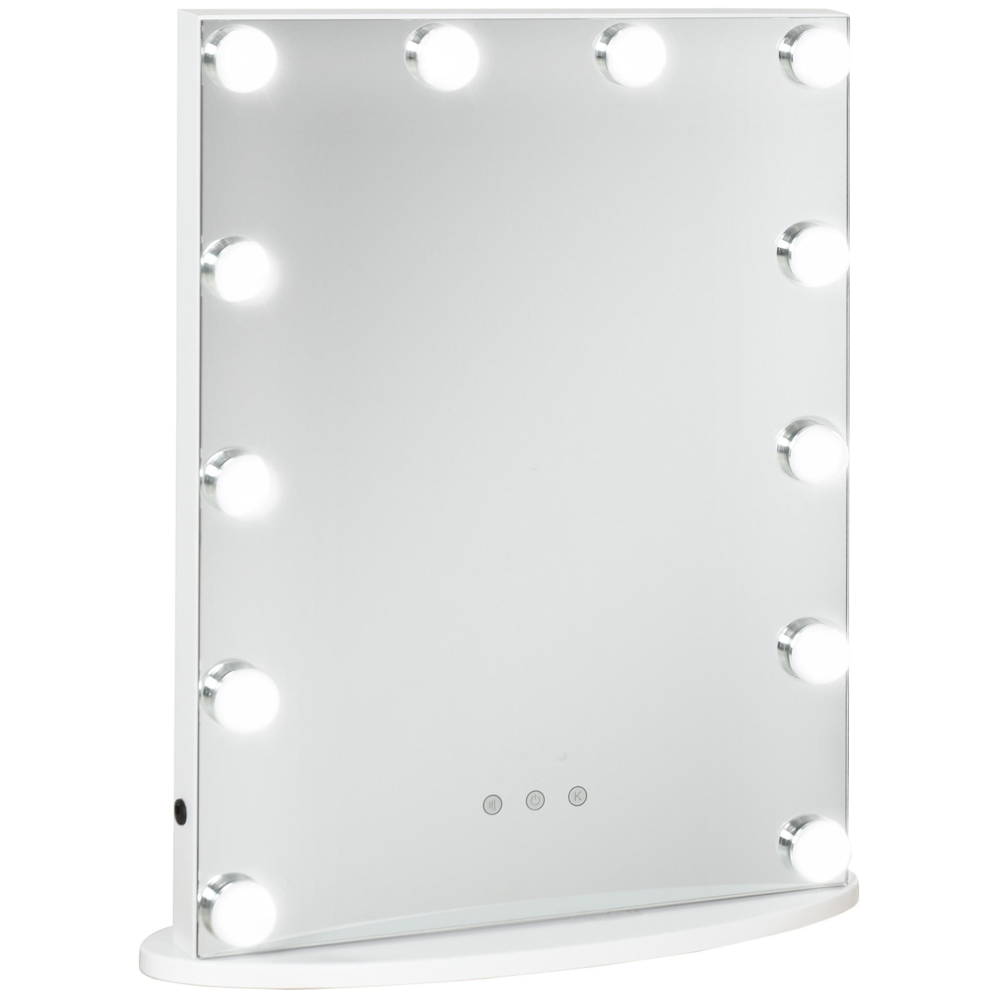 HOLLYWOOD SPIEGEL mit Licht 3 Farbtemperatur, 12 LED Licht - Weiß, Glas (41.5/51/13.5cm) - HOMCOM