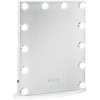 HOLLYWOOD Spiegel Schminkspiegel für Schminktisch Theaterspiegel mit 3-Licht - Weiß, Glas (13.5/51/41.5cm) - HOMCOM