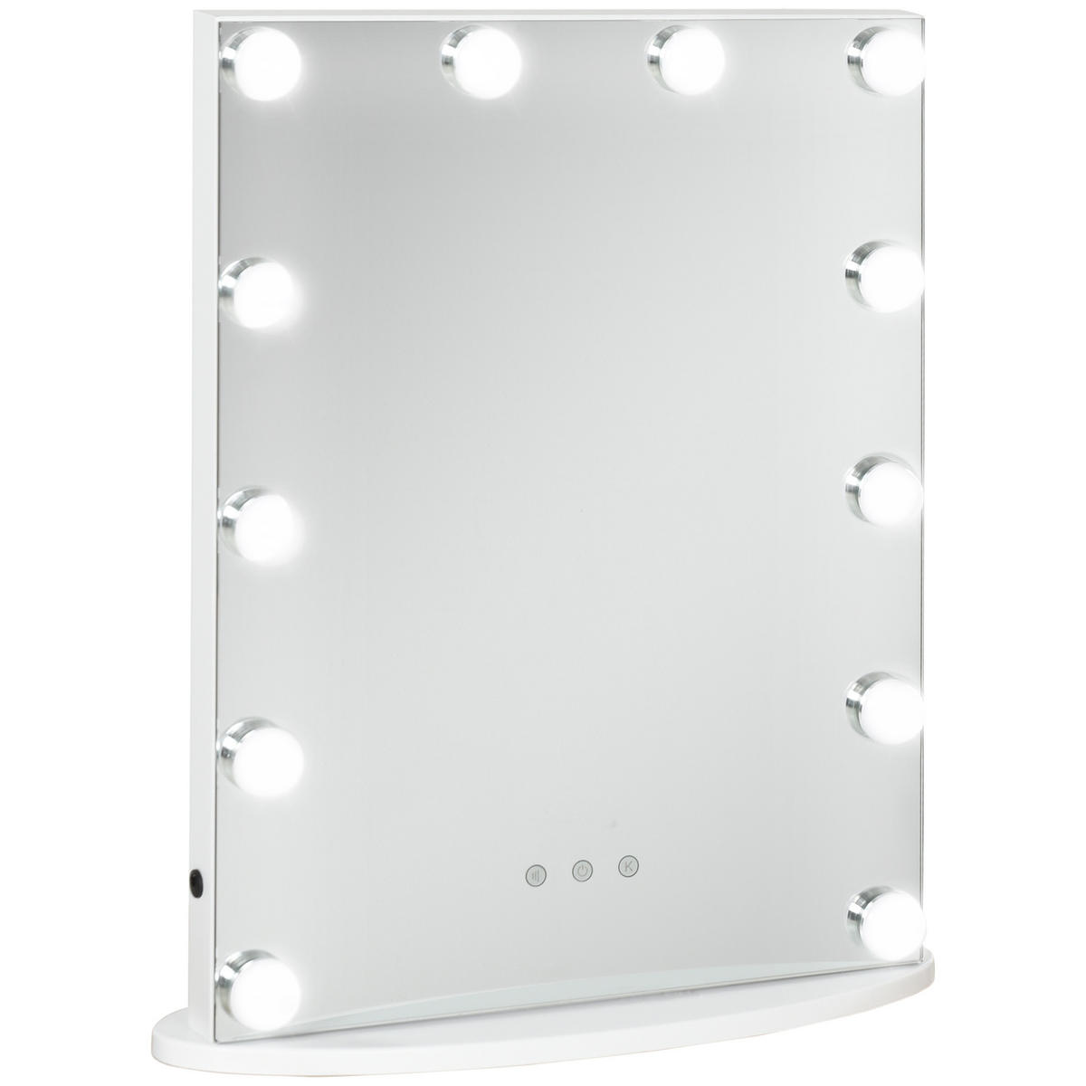 HOLLYWOOD Spiegel Schminkspiegel für Schminktisch Theaterspiegel mit 3-Licht - Weiß, Glas (13.5/51/41.5cm) - HOMCOM
