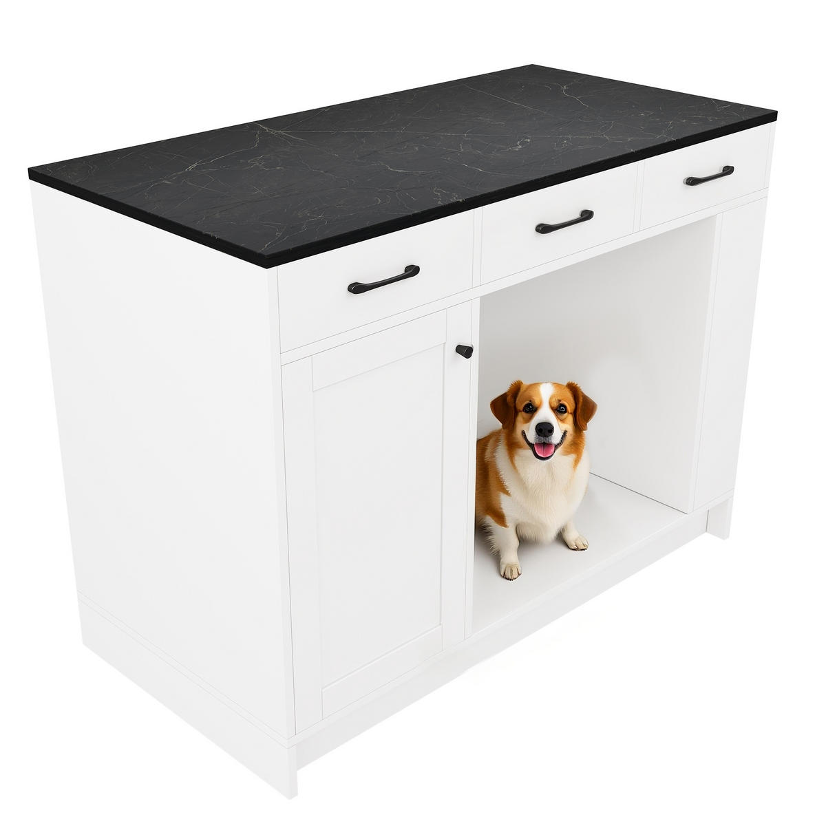 SERVIERWAGEN 120x60x90cm Weiß mit Gewürzregal & verstellbaren Regalen - Weiß, Holzwerkstoff (120/90/60cm) - Modfu