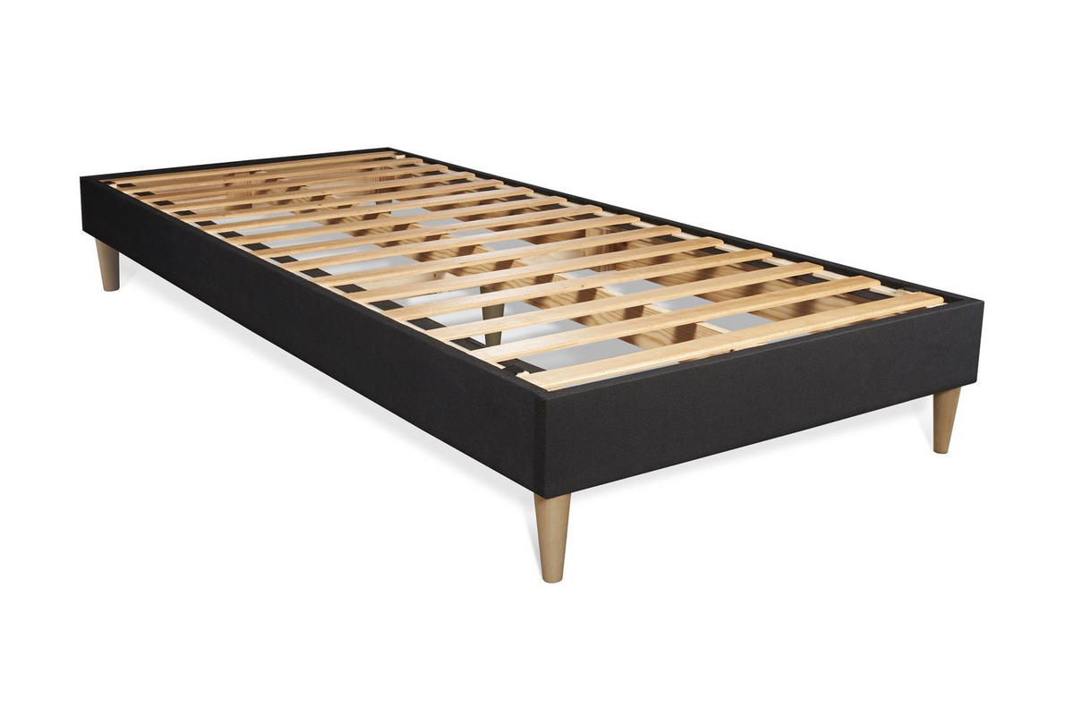 BETT George V Taschenfederkern und Memory-Schaum 90 x 200 cm h1 - Kit Bettgestell Schwarz - Beige/Schwarz, Holz (90/200cm) - ROYAL PALACE BEDDING