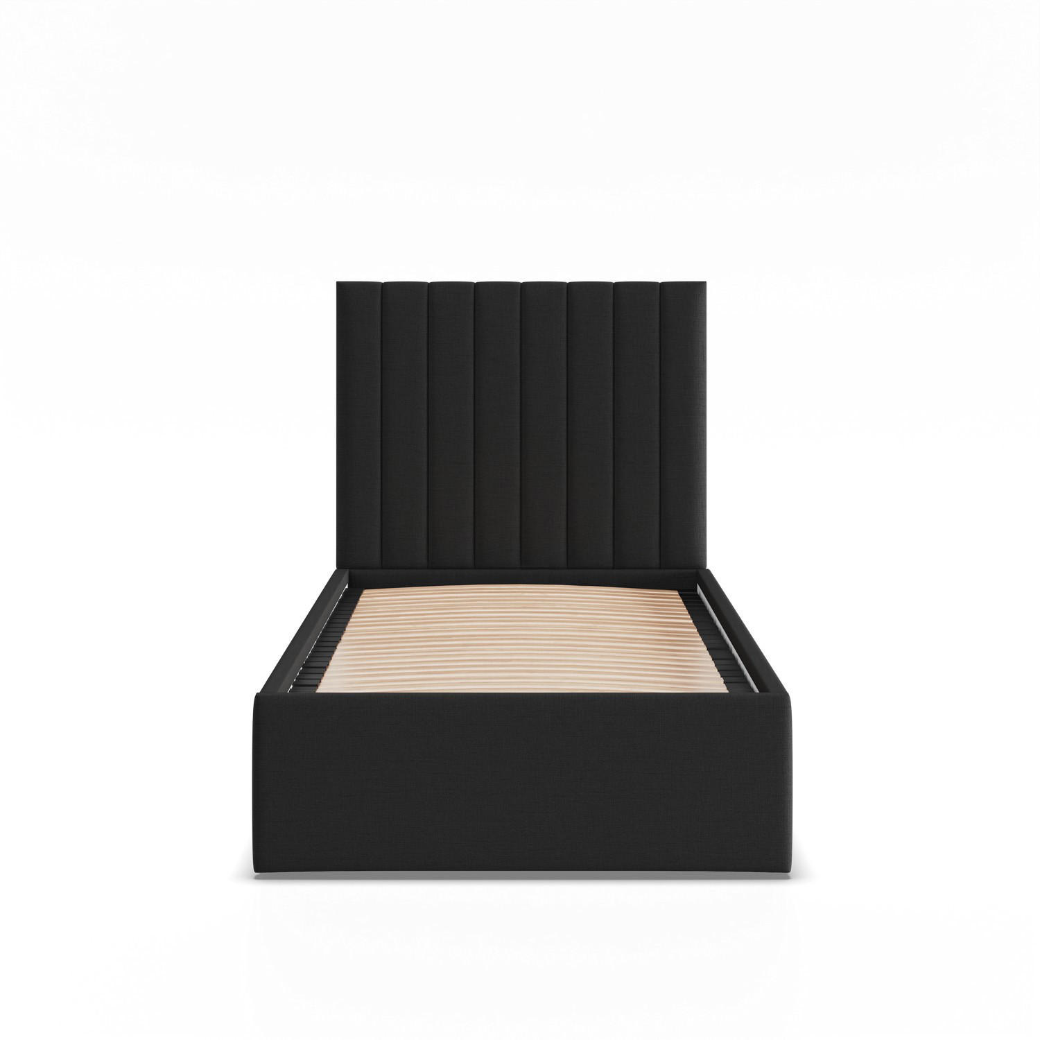 POLSTERBETT MIT KOPFTEIL 90x200 ohne Bettkasten POLLA, Schwarz - Schwarz, Textil (90/200cm) - Mebligo