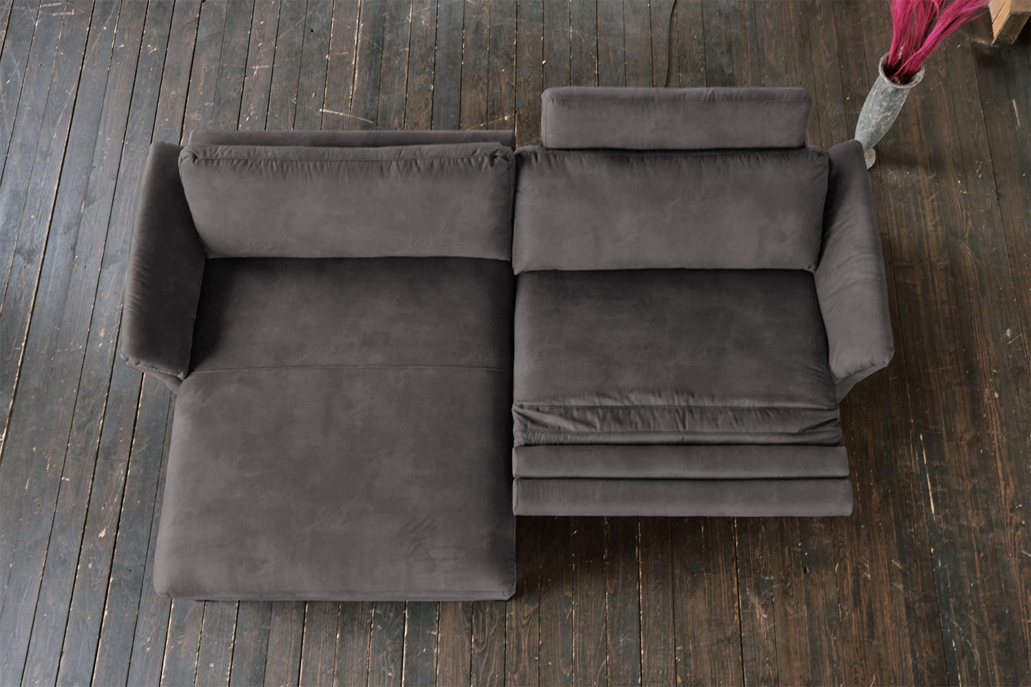ECKSOFA MIT MOTORISCHER RELAXFUNKTION MALTA Anthrazit Webstoff - Anthrazit/Schwarz, Buchenholz/Textil (302/175cm) - KAWOLA