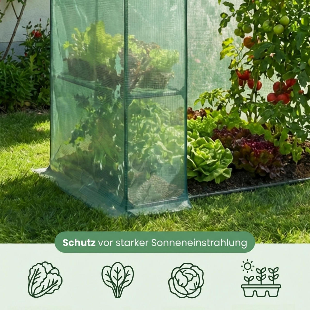 MINI Gewächshaus in Hausform, Grün, 143x73x195 cm - Grün, Metall (143/195/73cm) - Akord