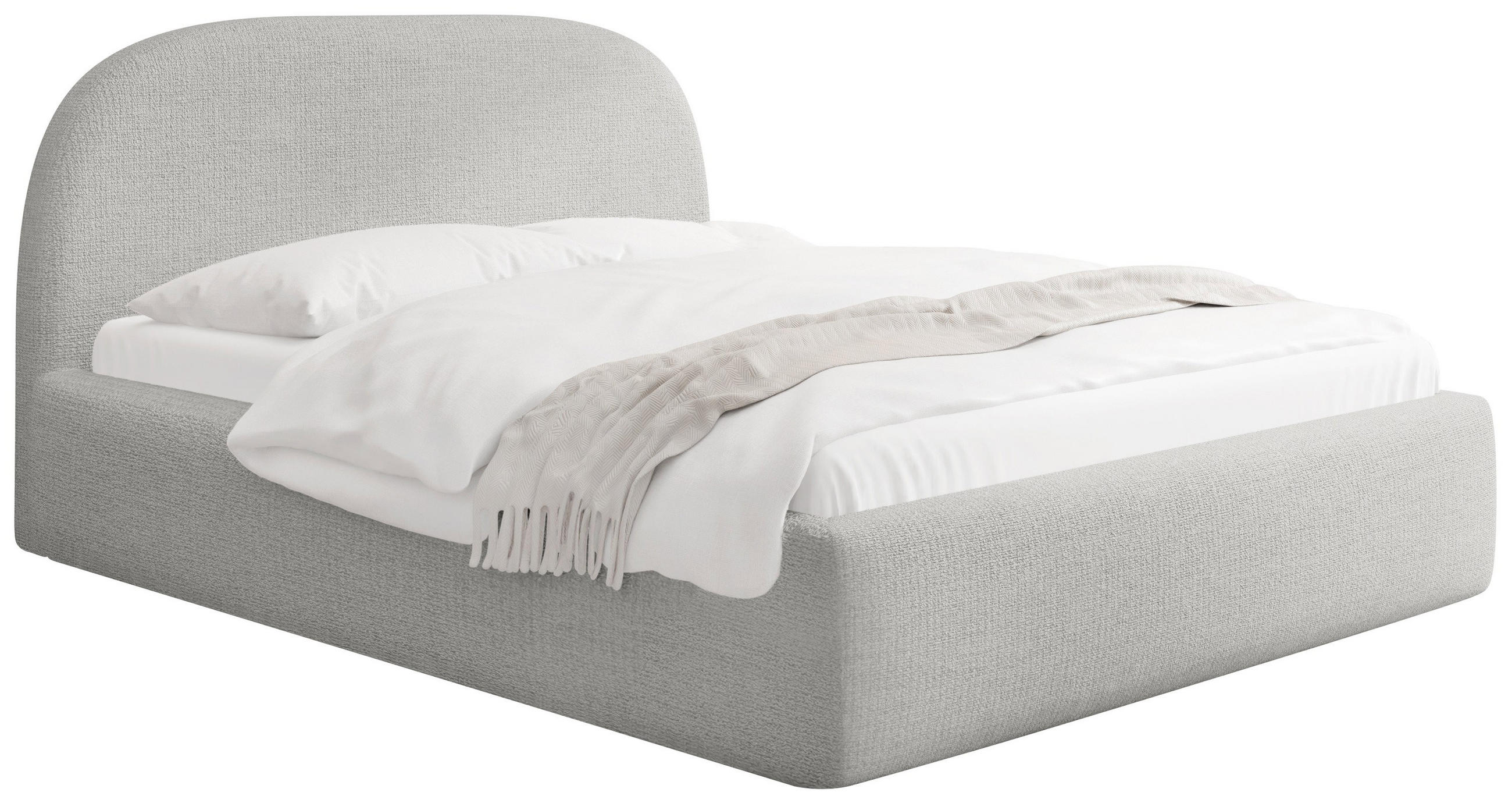 POLSTERBETT Puro mit Bettkasten & Metall-Lattenrost in Grau Chenille 140x200 cm - Birkefarben/Schwarz, Kunststoff/Textil (140/200cm) - WFL GROUP