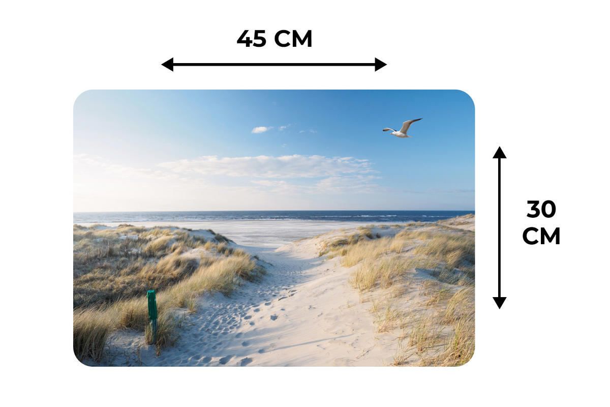 PLATZSETS 6er-Set Düne - Möwe - Strand - Meer - Sonne 45x30 cm - Greige, Kunststoff (0.3/45/30cm) - MuchoWow