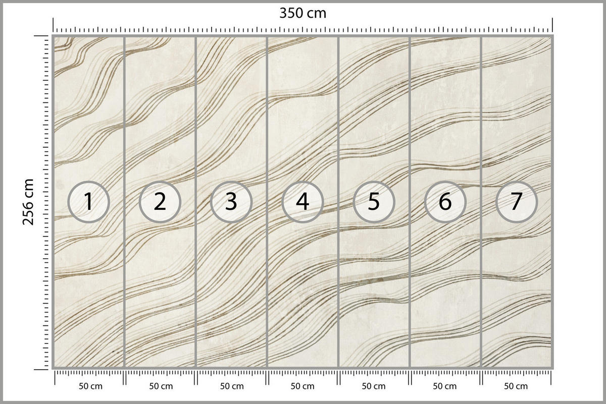 FOTOTAPETE für Wohnzimmer Beige Wellen Abstraktion 350x256 - Beige, Papier (350/256cm) - Muralo