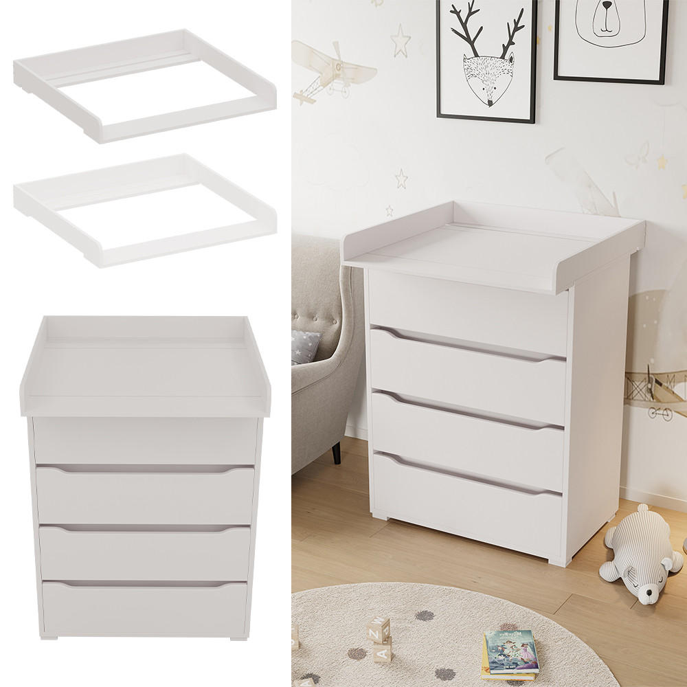 WICKELAUFSATZ Weiß 80 x 10 cm für die Kommode - Weiß, Holzwerkstoff (80/10/76cm) - Vicco