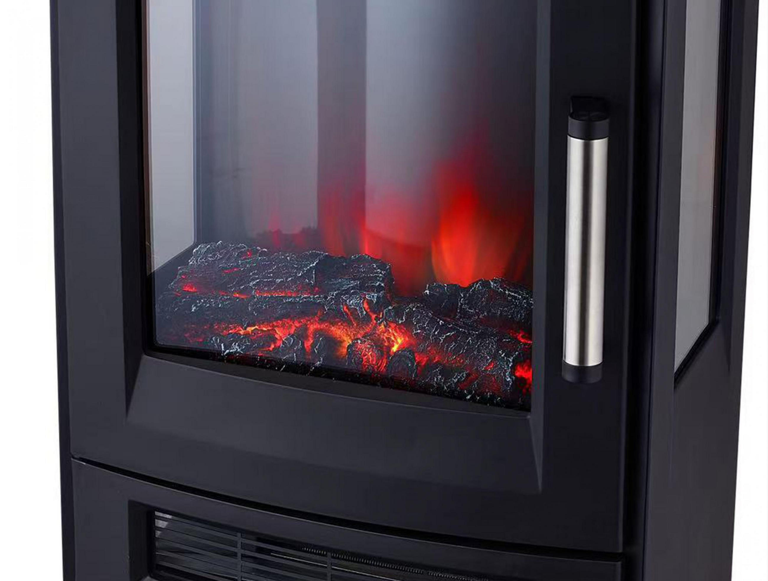 ELEKTROKAMIN Schwarz Bodenmodell mit integrierter Heizung 1800 W - Schwarz, Glas (44/75/35cm) - Purline