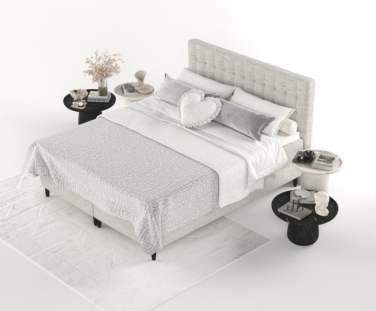 BOXBETT Divine Grau 180/200 cm - Schwarz/Grau, Holz/Holzwerkstoff (180/200cm) - Maison de Reve