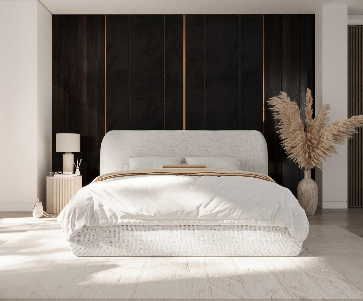 POLSTERBETT Bellano mit Stauraum 180/200 cm Hellgrau im Modesto Stoff - Hellgrau/Schwarz, Holz/Holzwerkstoff (180/200cm) - AltaBeds