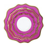 TELLERSET Pink Gold Bone China 4tlg Ø33 Ø27 Ø22 Ø16 cm - Lila, Keramik (33/33/3cm) - Quality Elegance