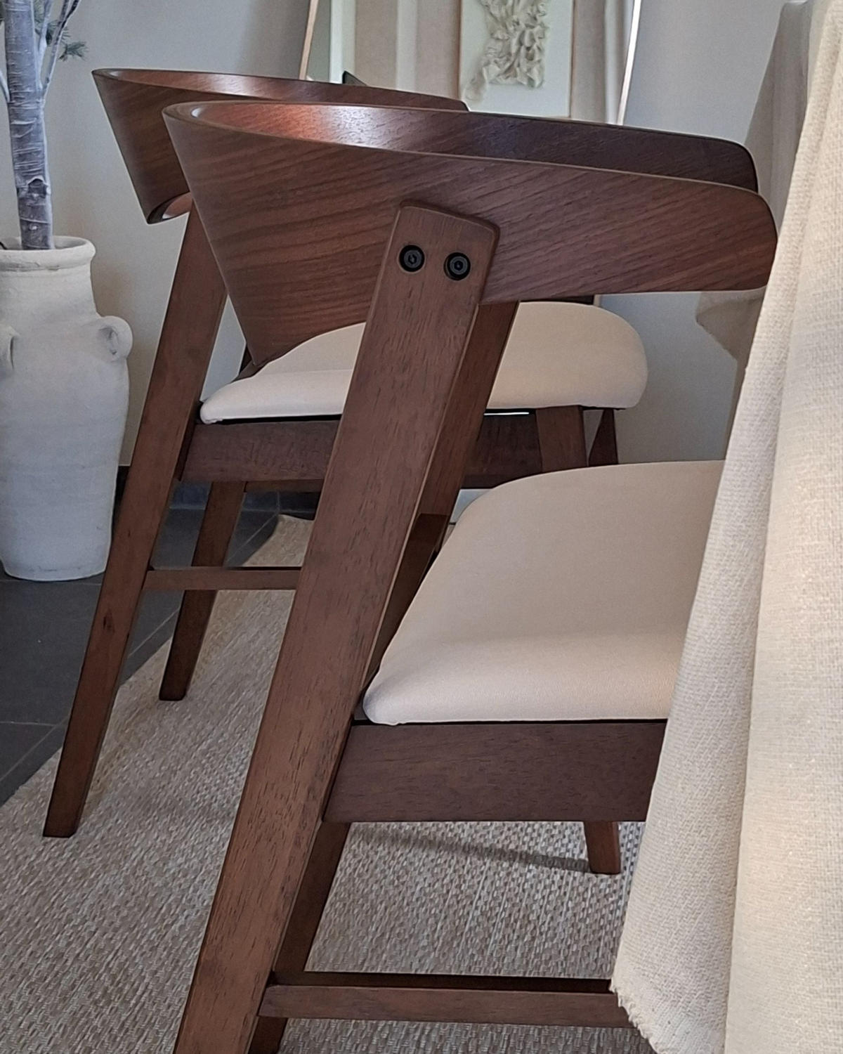 JÍDELNÍ ŽIDLE 2 ks sada Látka Hnědá/Krémově bílá Lilly - krémová/hnědá, dřevo/textil (49/73/59cm) - Beliani
